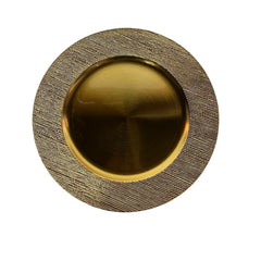 Plato Base 32cm Borde Martillado Dorado