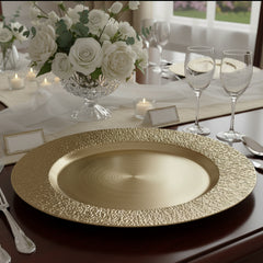 Plato Base 32cm Borde Martillado Dorado