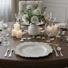 Plato Base 32cm Texturizado Con Borde Irregular Dorado Diseño Orgánico