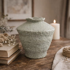 Florero decorativo texturizado estilo Wabi Sabi blanco