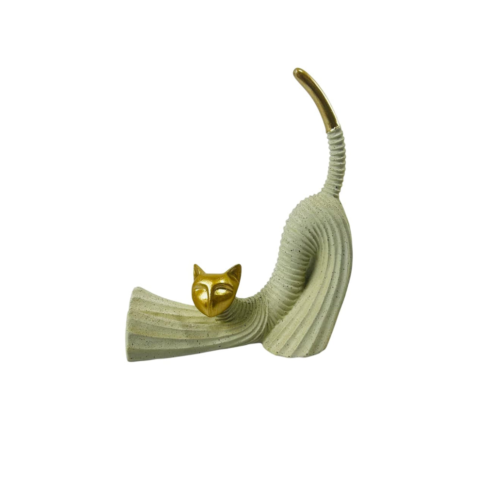 Estatua decorativa gato moderno beige