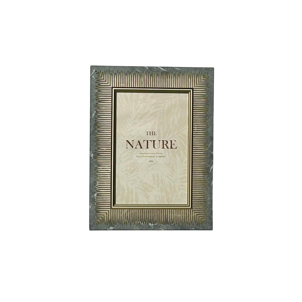 Marco foto 10×15 madera decorativa con relieve metálico