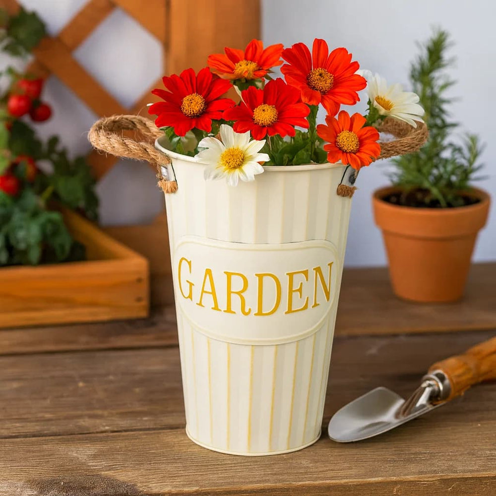 Balde decorativo metálico 25 cm GARDEN color crema