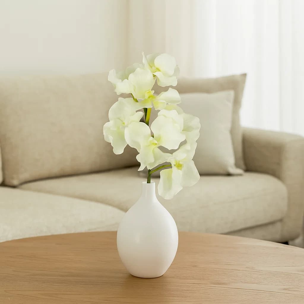 Flor artificial orquídea 60 cm blanca decorativa