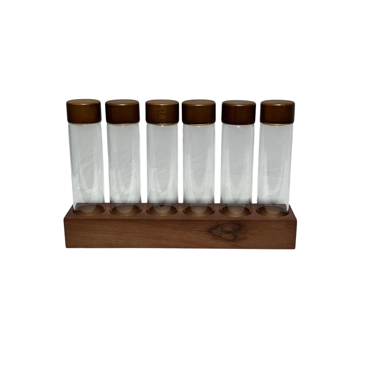 Set x6 Tubos Tipo Probeta Con Tapa De Bambú y Base De Madera