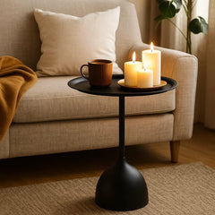 Mesa De Centro 40x60cm Metálica Tipo Copa Negra