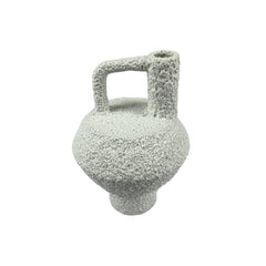 Florero De Cerámica Rustico Con Asa Escultórica 25x15cm