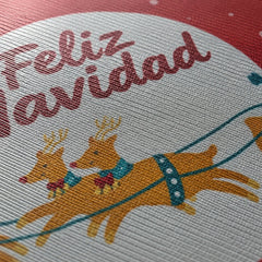 Tapete rojo de Navidad con Santa en trineo