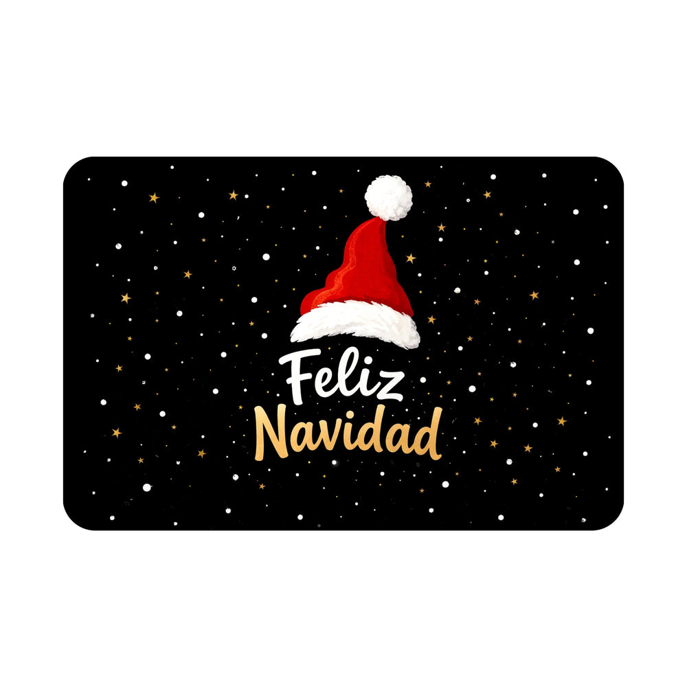 Tapete navideño negro 40×60 cm con mensaje Feliz Navidad