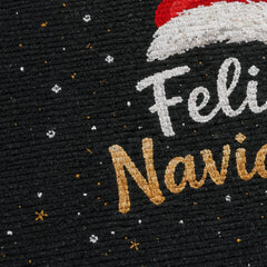 Alfombra decorativa negra con gorro navideño rojo