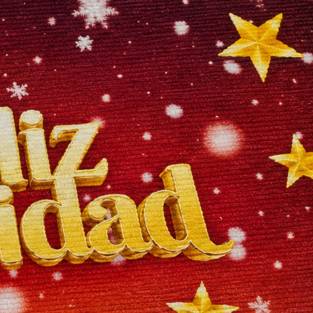 Tapete rectangular navideño rojo para entrada del hogar