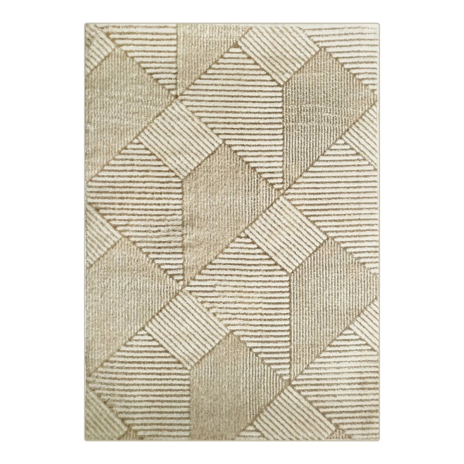 Alfombra Río 50×90 cm diseño geométrico beige y crema