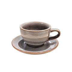 Pocillo de porcelana 190 ml grafito con plato marrón