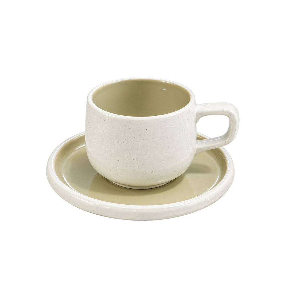 Pocillo de porcelana 150 ml beige con plato
