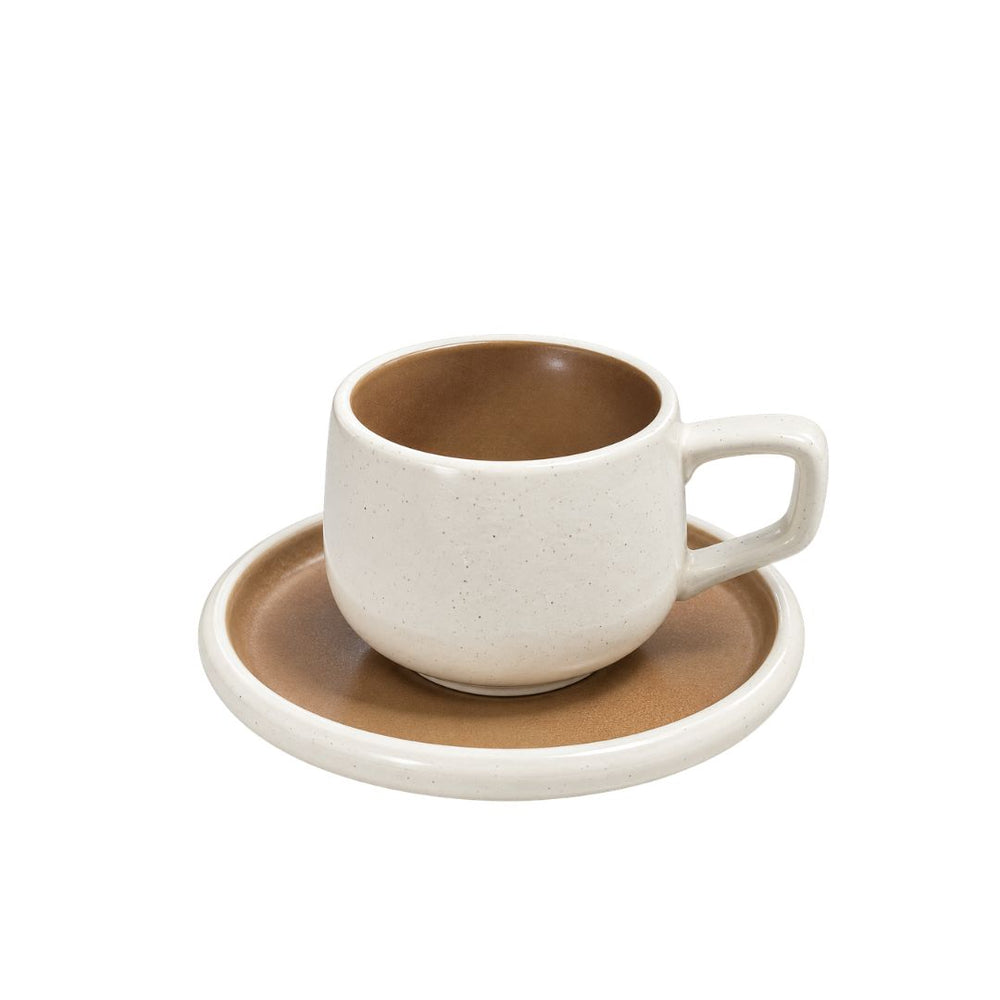 Pocillo de porcelana 100 ml blanco con interior marrón