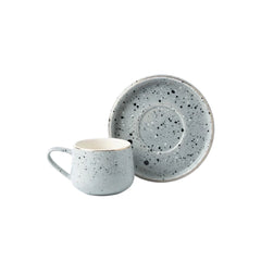 Set de Plato Con Pocillo En Cerámica Diseño Jaspeado 120ml Gris