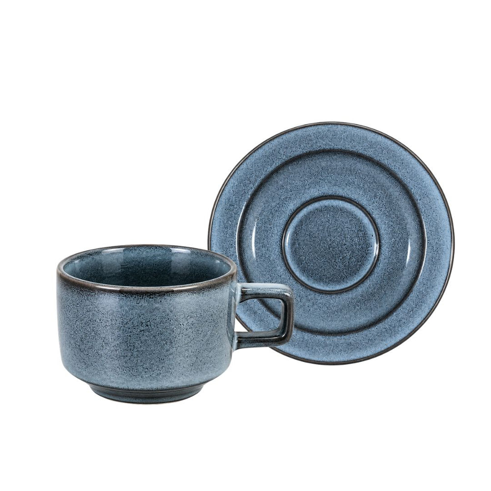Set de pocillos con plato en porcelana gris de 100 ml