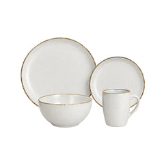 Set de vajilla beige y marrón para 4 personas