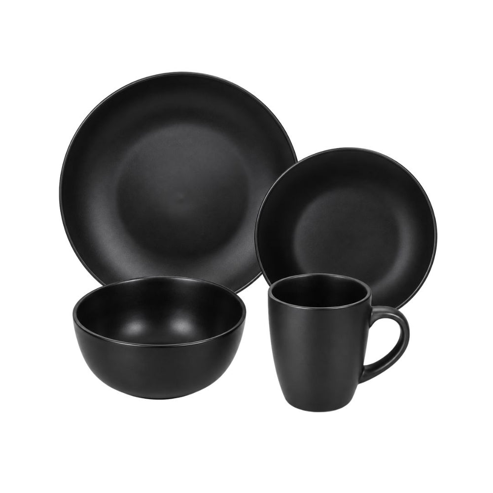 Vajilla negra de 16 piezas diseño liso para 4 personas