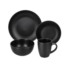 Vajilla negra de 16 piezas diseño liso para 4 personas