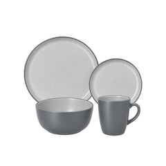 Vajilla gris oscuro de 16 piezas para 4 personas