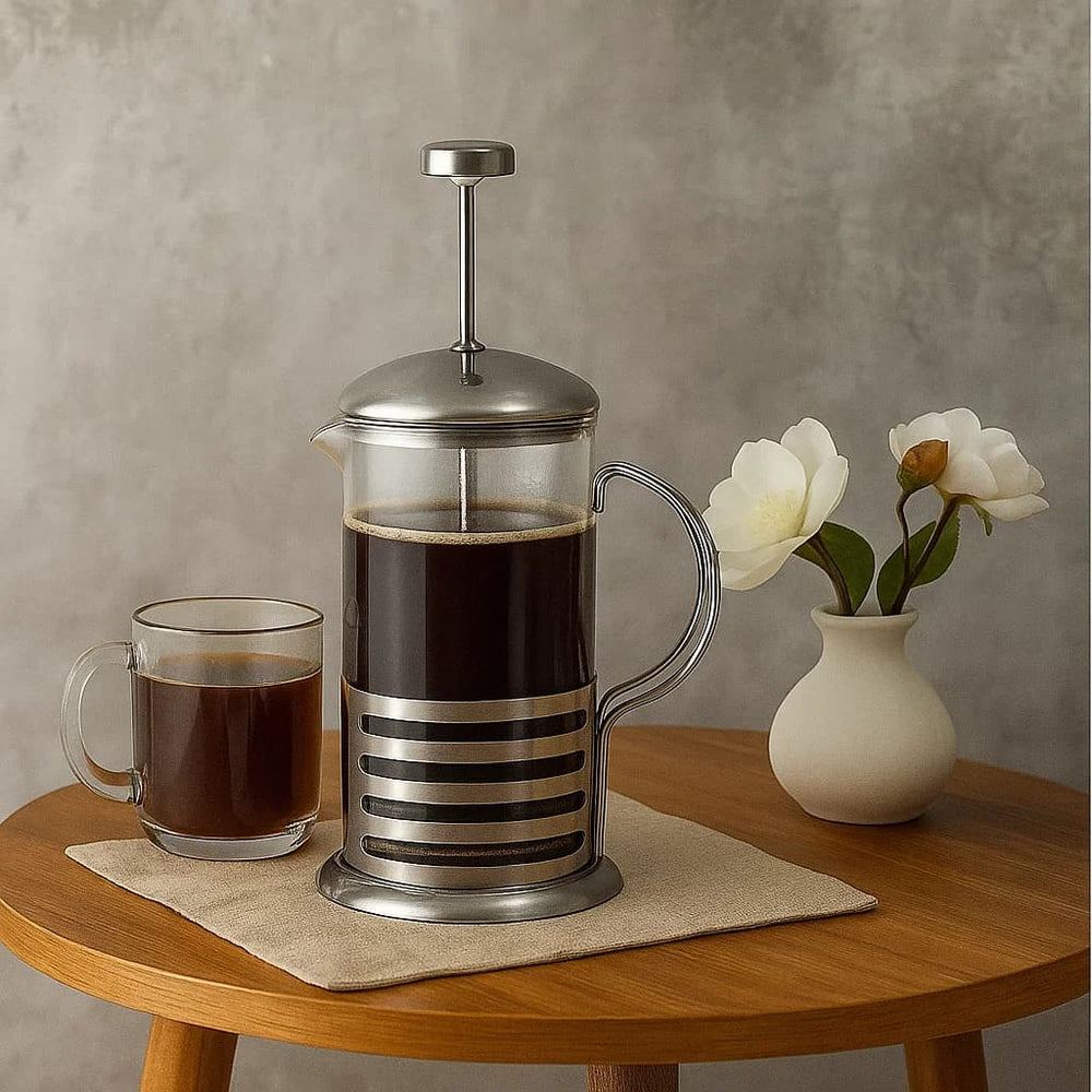 Prensa francesa 600 ml de vidrio y acero inoxidable color plateado Atlanti