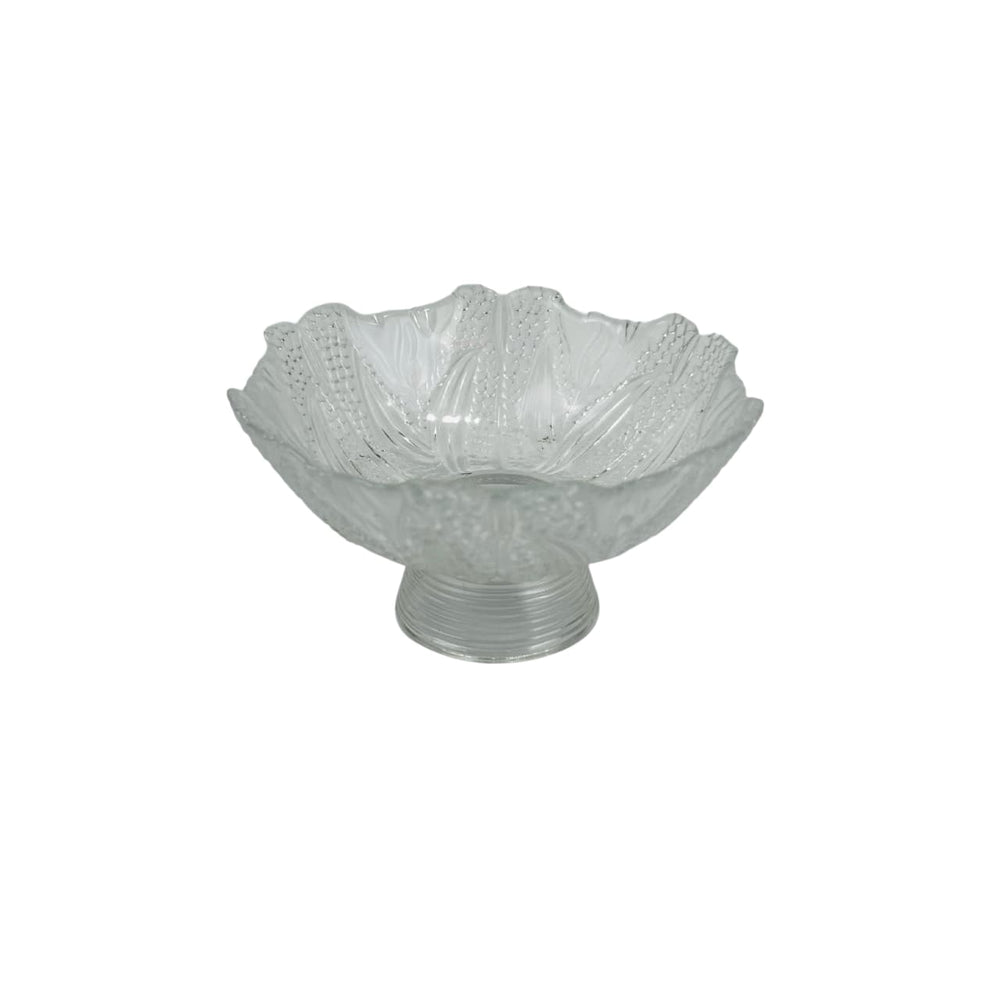 Frutero de vidrio con diseño floral en relieve