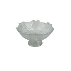 Frutero de vidrio con diseño floral en relieve