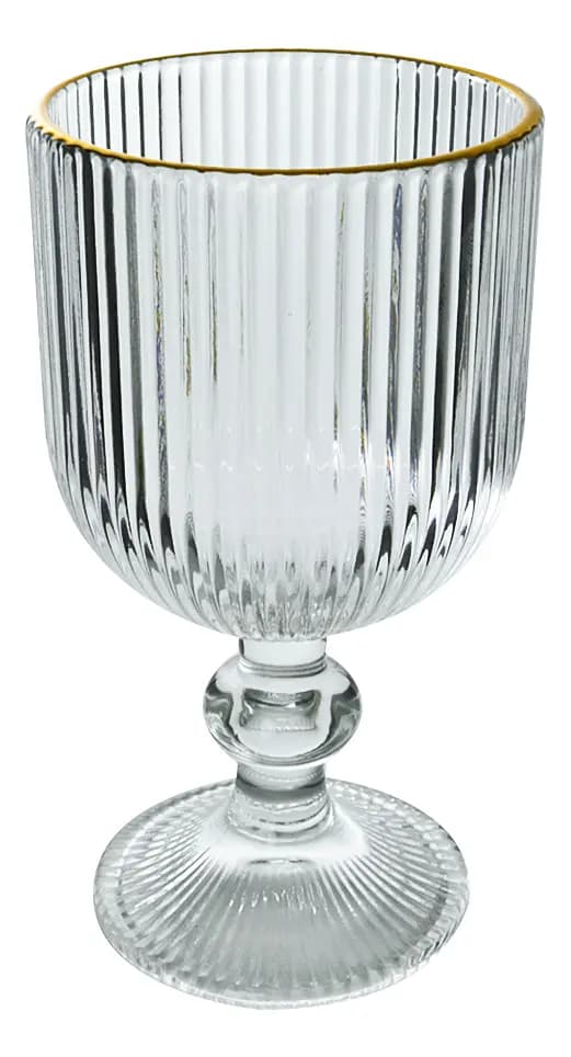 Copa de vidrio de 280 ml con borde dorado