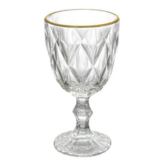 Copa pequeña de vidrio de 63 ml con borde dorado