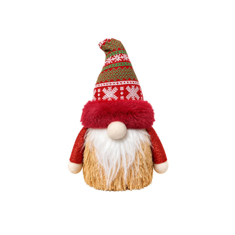 Gnomo decorativo navideño de 20 cm con gorro rojo