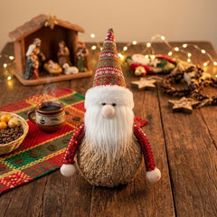 Figura decorativa de Papá Noel de 20 cm con gorro navideño rojo verde y blanco
