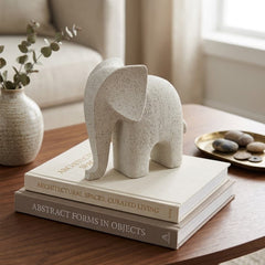 Figura decorativa elefante blanco texturizado 20×20 cm de diseño minimalista