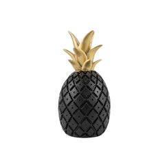 Piña decorativa negra con corona dorada de 24 cm