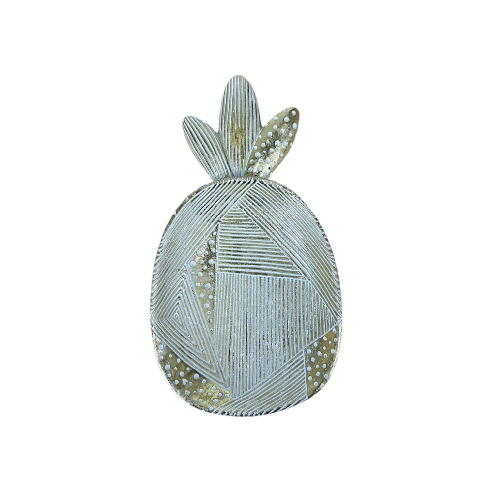 Bandeja decorativa en forma de piña dorada 31×17 cm