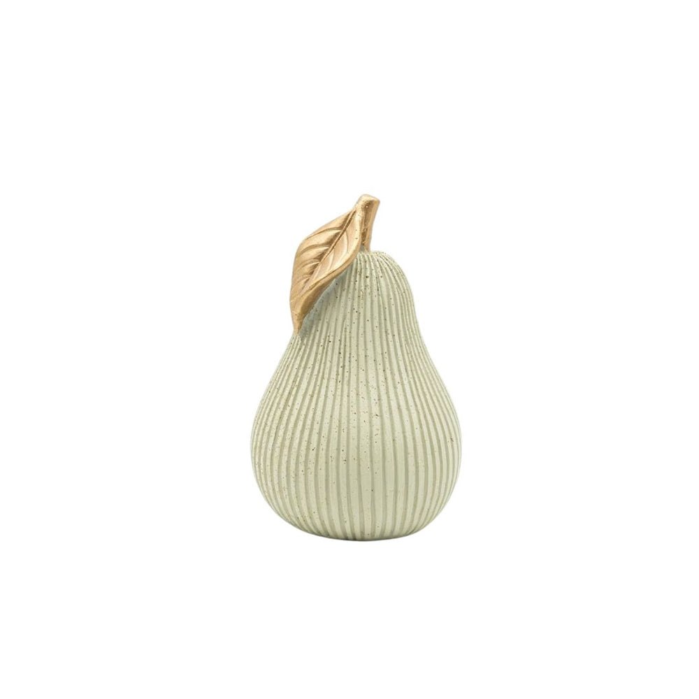 Manzana decorativa beige con líneas verticales de 11 cm