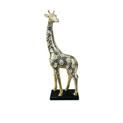 Jirafa decorativa dorada de 38×12 cm con base negra