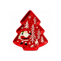 Bandeja navideña roja en forma de árbol de 26 cm