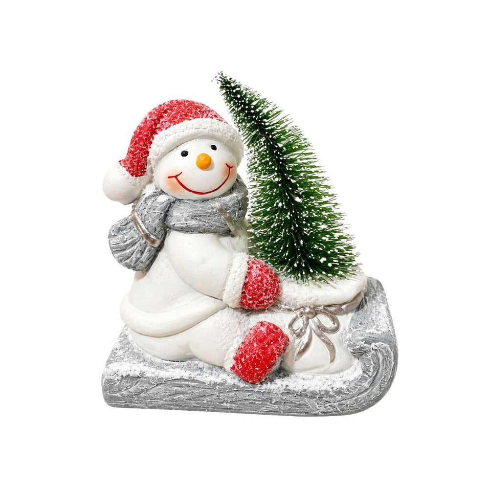 Figura de Navidad con árbol y acabado efecto nevado