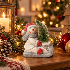 Figura decorativa navideña trineo con árbol y luces de 10 cm