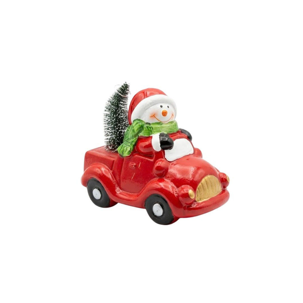 Decoración navideña de carro con árbol y luces de 12 cm