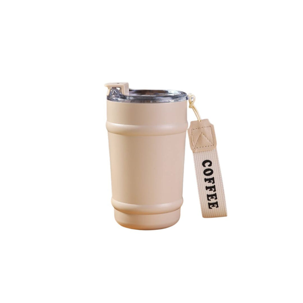 Vaso de acero inoxidable con tapa y correa lateral
