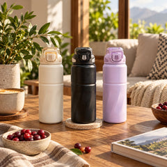Termo DODGE de acero inoxidable 820 ml disponible en beige, negro y lila