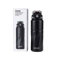 Termo DODGE lila de acero inoxidable con correa de transporte.