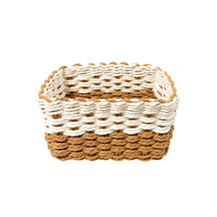 Cesta organizadora pequeña blanca y natural de 17 × 11 × 9 cm