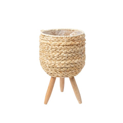Matera tejida beige con patas de madera