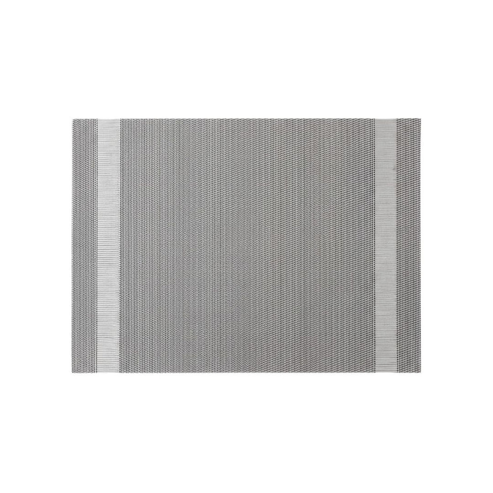 Individual de mesa rectangular en PVC gris con tejido trenzado de 30 × 46 cm.