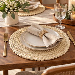 Individual para mesa redondo 37 cm en yute trenzado color natural