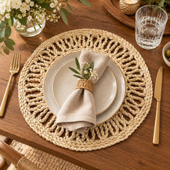 Individual para mesa redondo 37 cm en yute trenzado natural