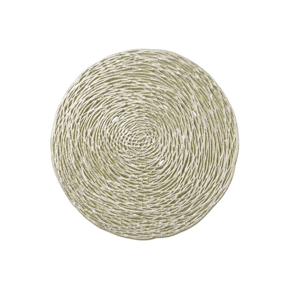 Set de seis portavasos decorativos en PVC dorado de 10 cm.